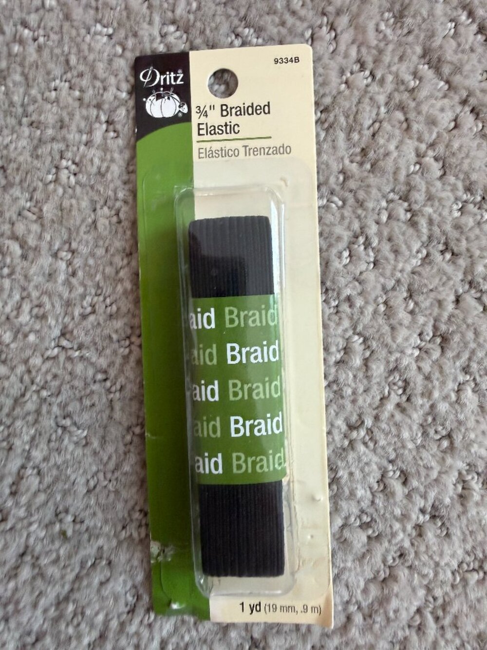 Dritz 3/4" Black Braided Elastic - 3 Yards NIP